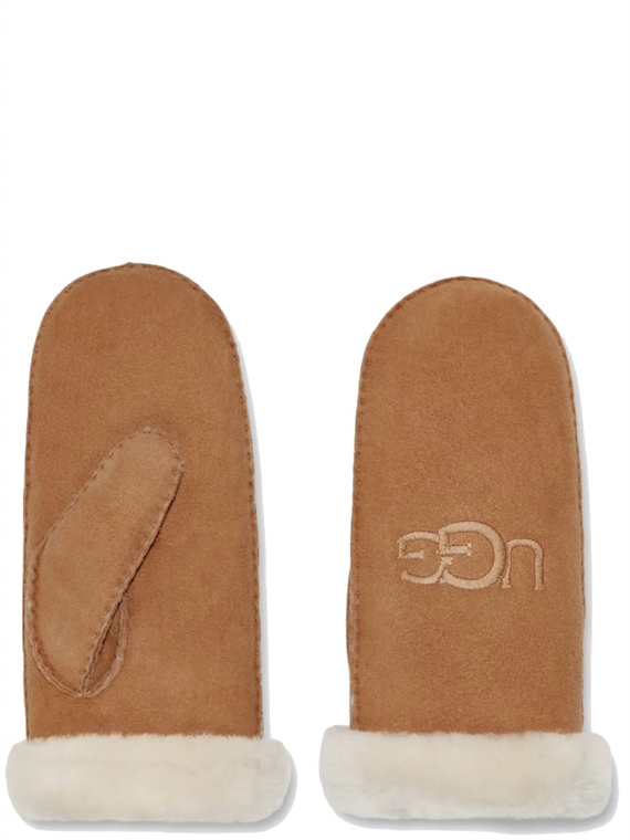 UGG Sheepskin Embroider Mitten Handsker, Chestnut 